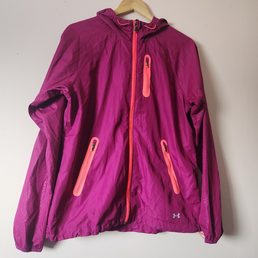 Under Armour UA Storm Qualifier Woven Jacket Fuchsia Pink Size Large Like New